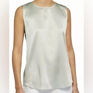 Eileen Fisher Stretch Silk Tank Top Size Large Green Stretch Blouse Sleeveless